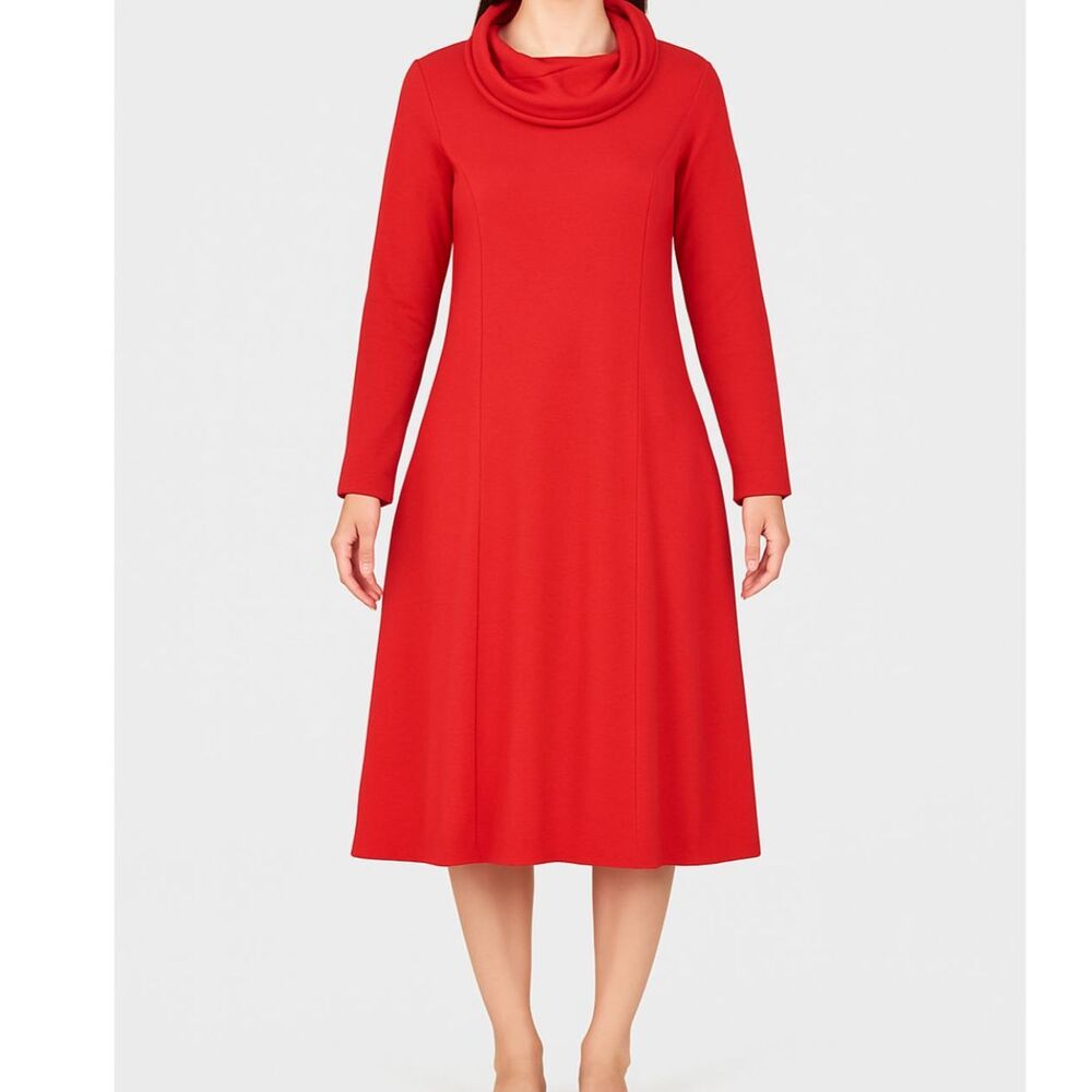 Peter Nygard Red Cowl Neck Dress L Office Siren Power Red Heritage Classic